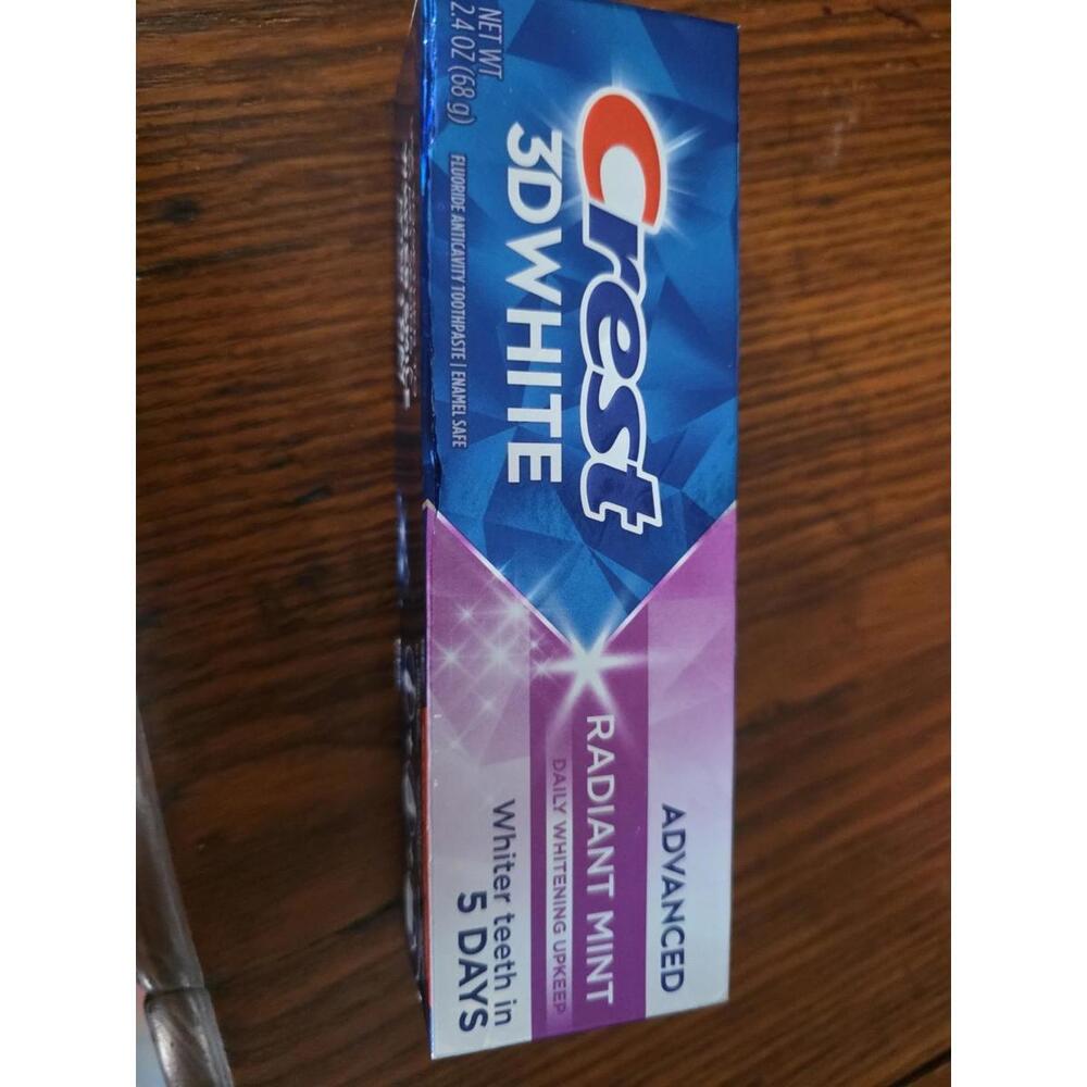 Crest 3D White Advanced Teeth Whitening Toothpaste, Radiant Mint, 2.4 oz